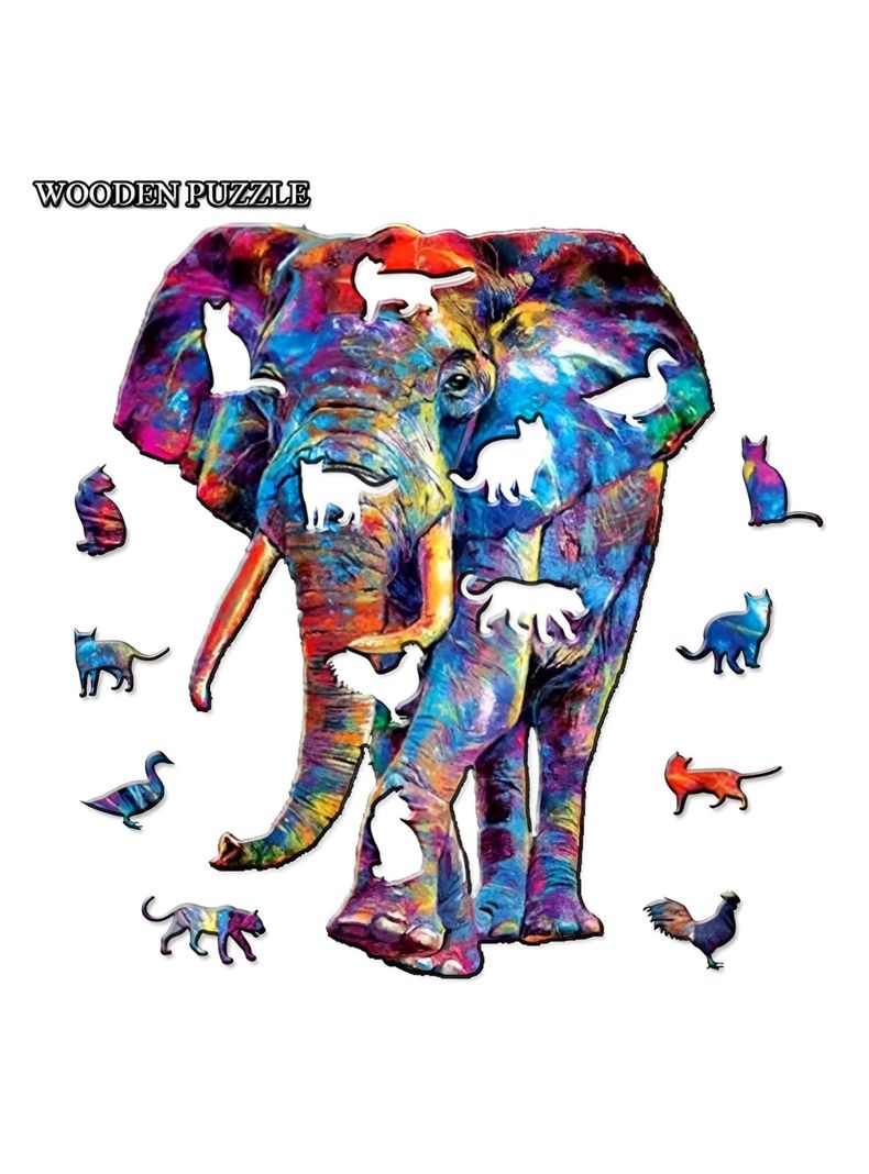 Puzzle de Madera con Forma de Elefante 30x21 cms-1