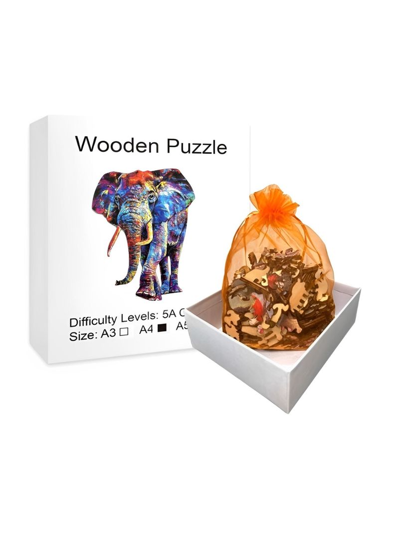 Puzzle de Madera con Forma de Elefante 30x21 cms-2