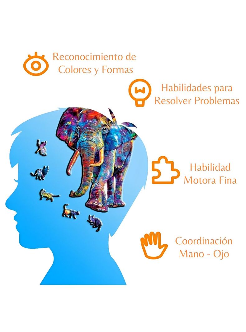 Puzzle de Madera con Forma de Elefante 30x21 cms-4