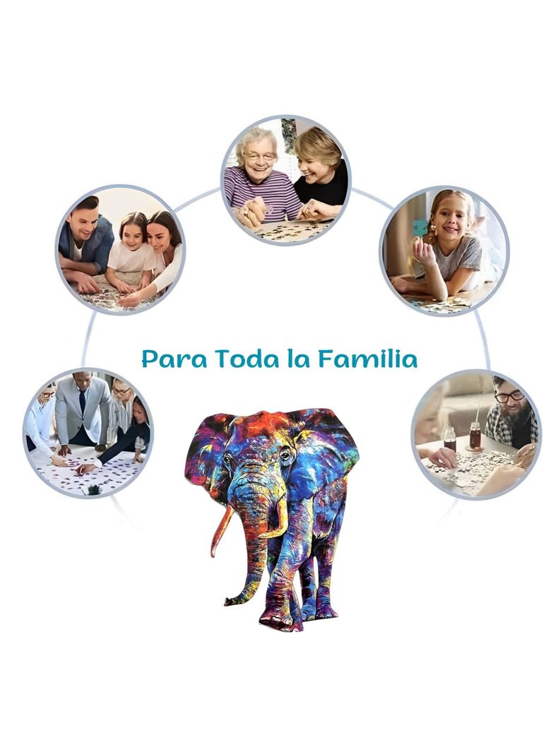 Puzzle de Madera con Forma de Elefante 30x21 cms-6