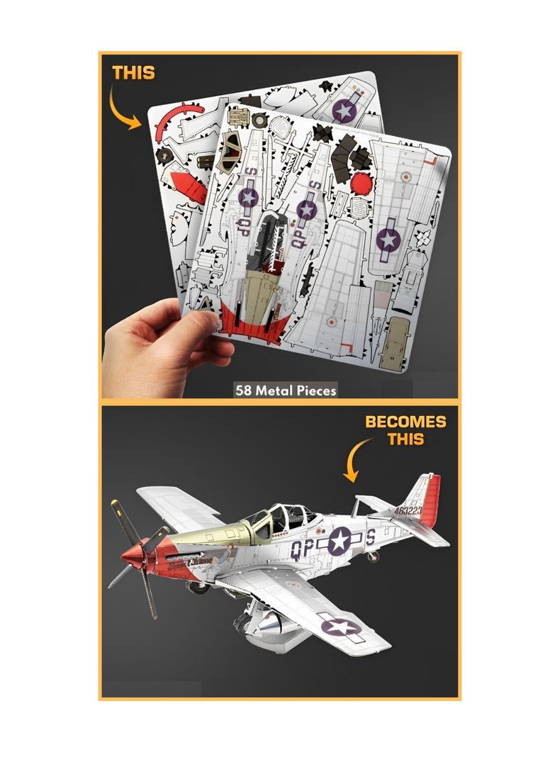 Puzzle 3D de Metal - Avión Mustang Sweet Arlene-3