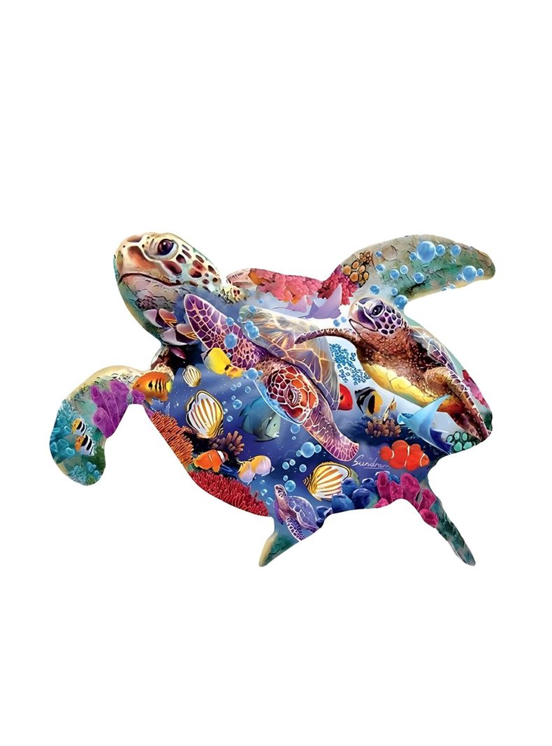 Puzzle de Madera con Forma de Tortuga 30x22 cms-0