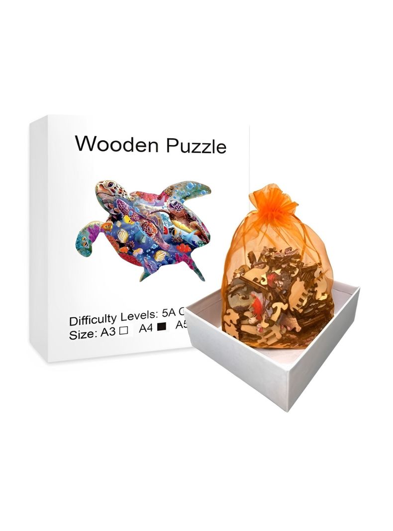 Puzzle de Madera con Forma de Tortuga 30x22 cms-1