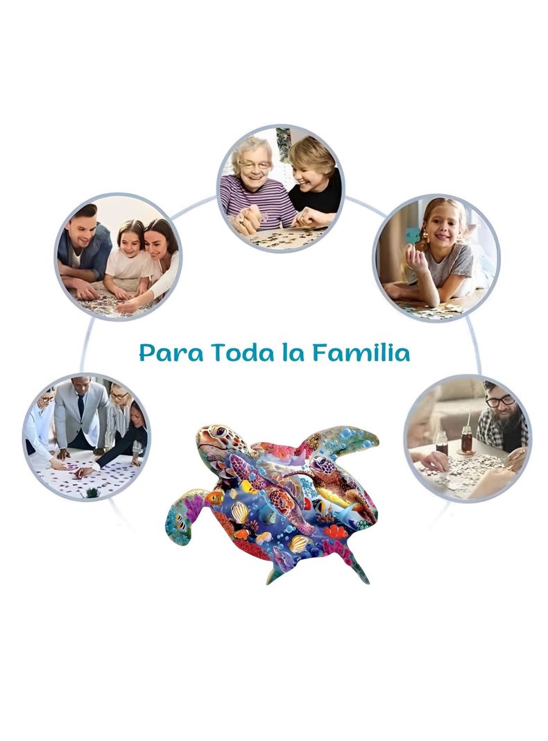 Puzzle de Madera con Forma de Tortuga 30x22 cms-3