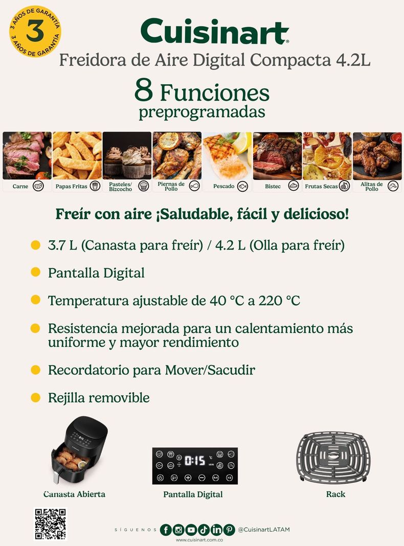 Freidora De Aire Digital Compacta AIR370CL 4,2L-5