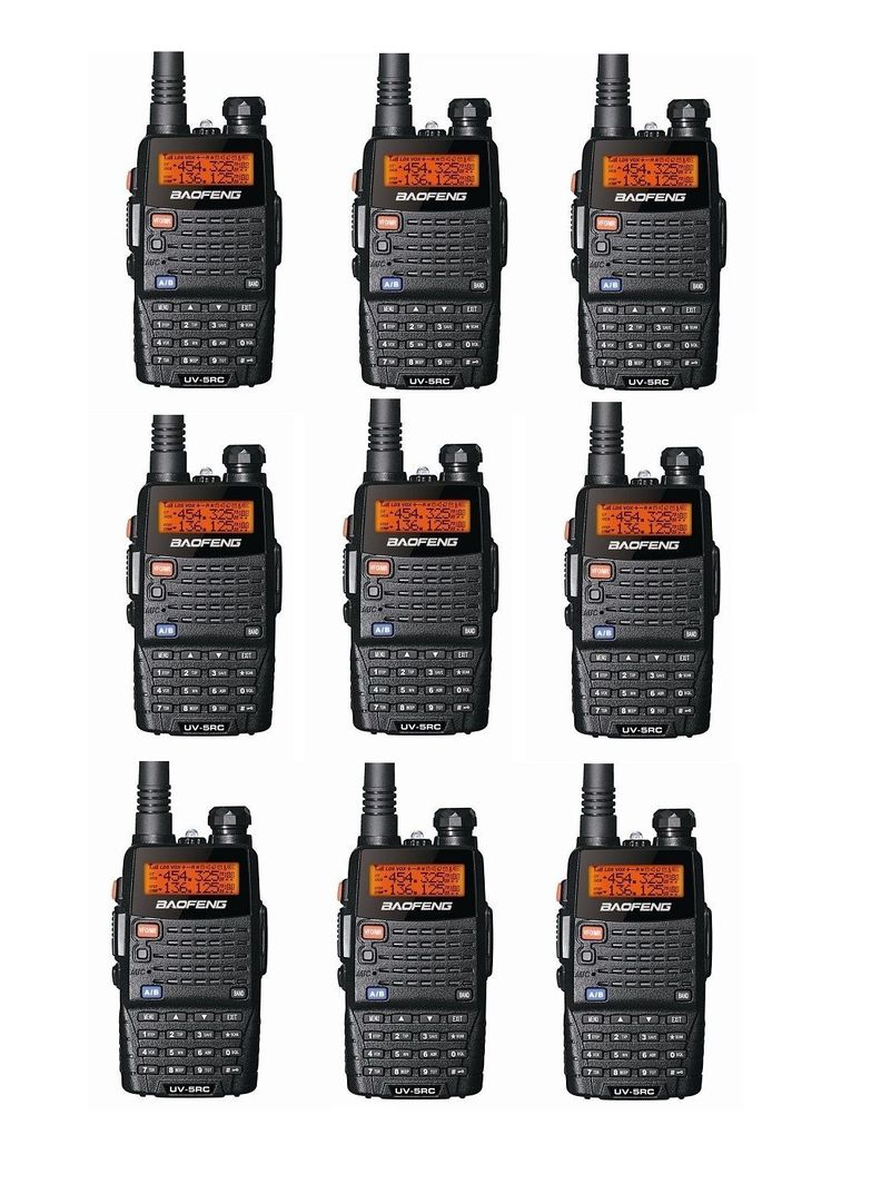 Pack de 9 Radios Walkie Talkie Portatil Handy Baofeng Vhf/uhf Uv5rC-0
