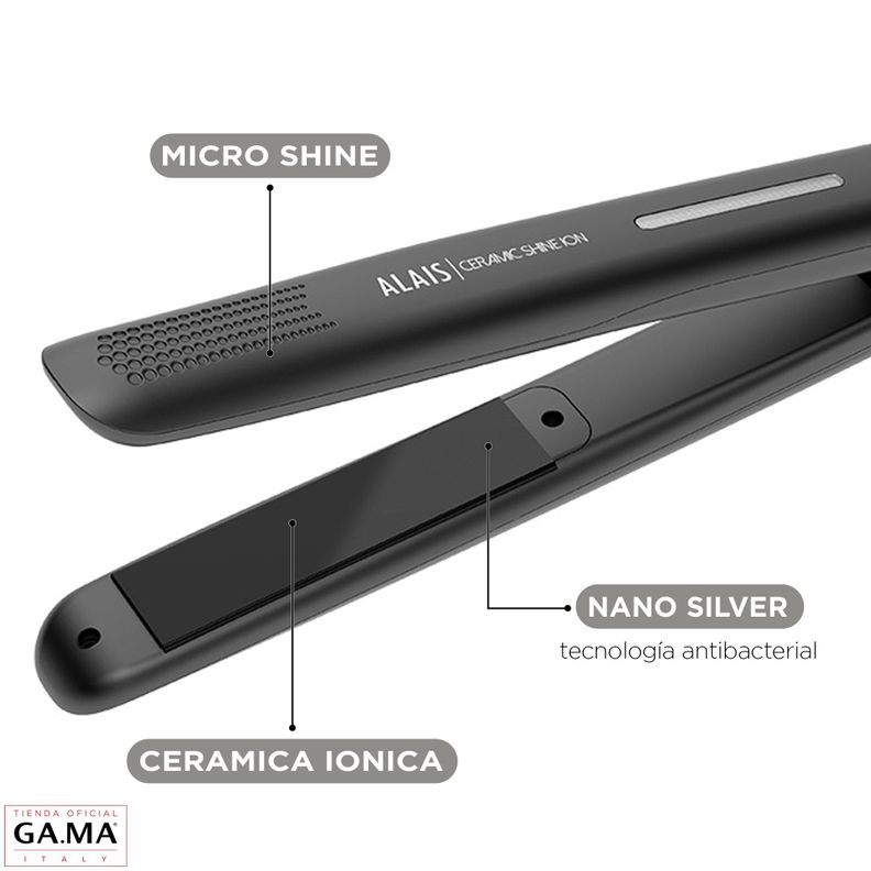 Plancha Alisadora Gama Alais Ceramic Shine Ion Nano Silver-3