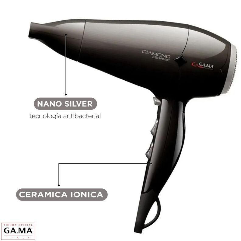 Secador De Pelo Gama Diamond St Bk 220 Ion 2300 Watts-1
