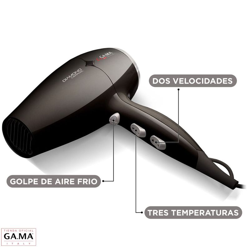 Secador De Pelo Gama Diamond St Bk 220 Ion 2300 Watts-2