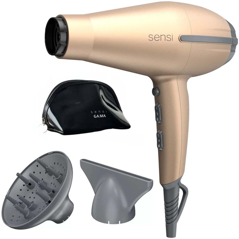 Secador De Pelo Gama H Tempo 5d Sensi Gold 2200 W + Bolso Dorado