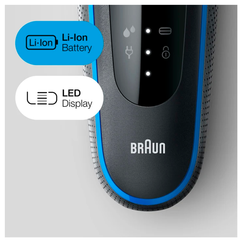 Afeitadora Eléctrica Braun S5 M4500 Wet&Dry Con 3 Accesorios Azul-3