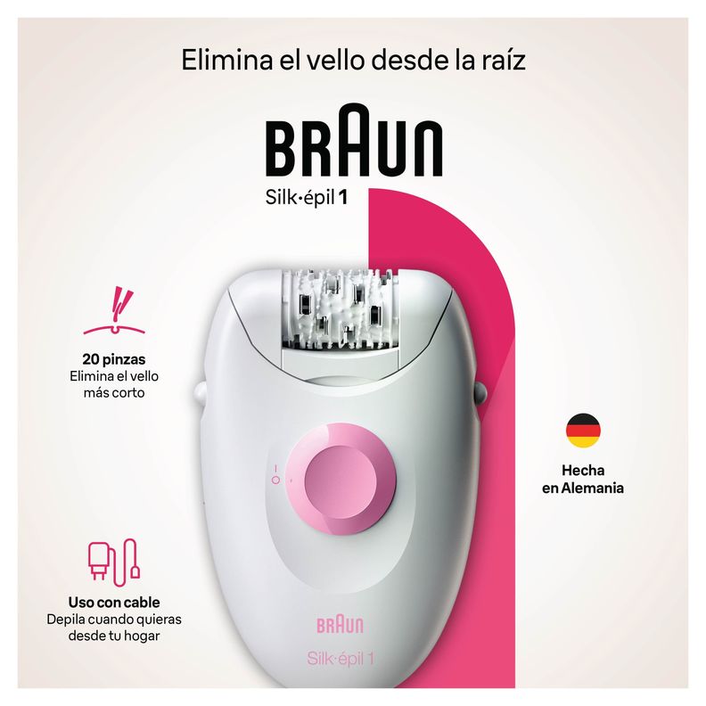 Depiladora Electrica Braun Silk Épil 1 Rosa-2
