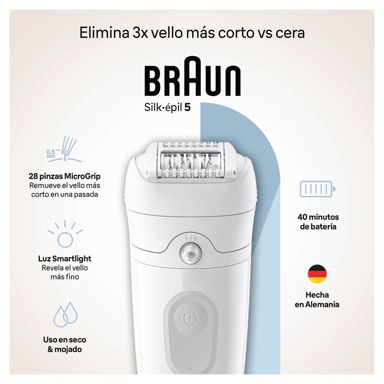 Depiladora Electrica Braun Silk Épil 5 Gris Inalámbrica-1