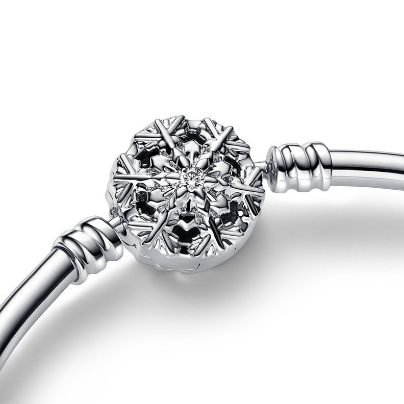 Brazalete Rigido en Plata con Broche Copo de nieve -0