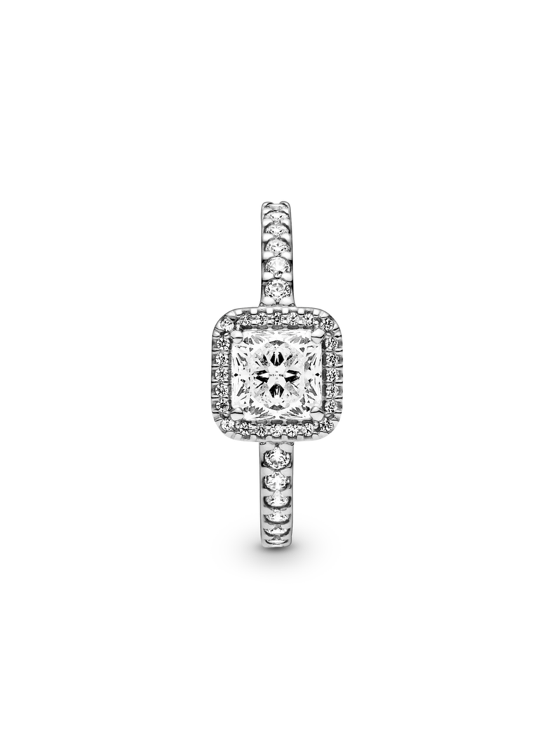 Anillo en Plata Halo de Brillante Cuadrado Circonia Clara-0