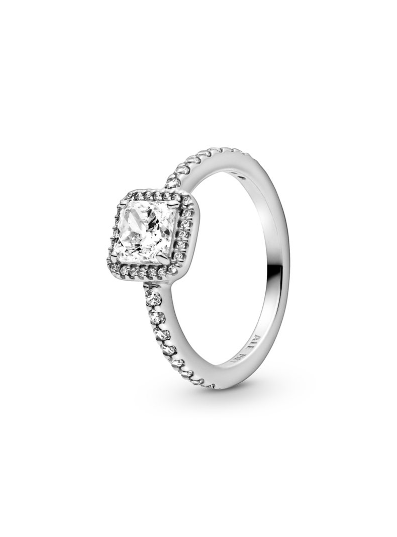 Anillo en Plata Halo de Brillante Cuadrado Circonia Clara-1