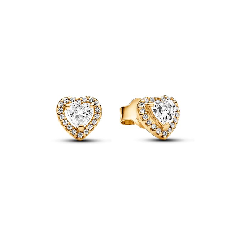 Aretes de botón Corazón Elevado Brillante-0
