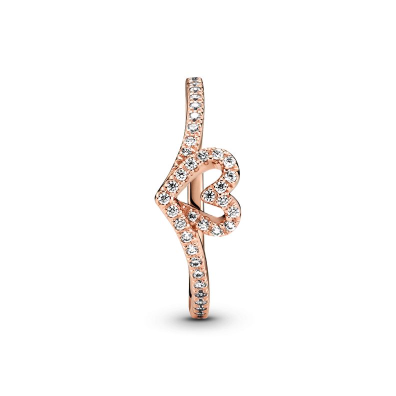 Anillo en Plata de los Deseos Corazón Reluciente Recubrimiento Oro Rosa14K-1