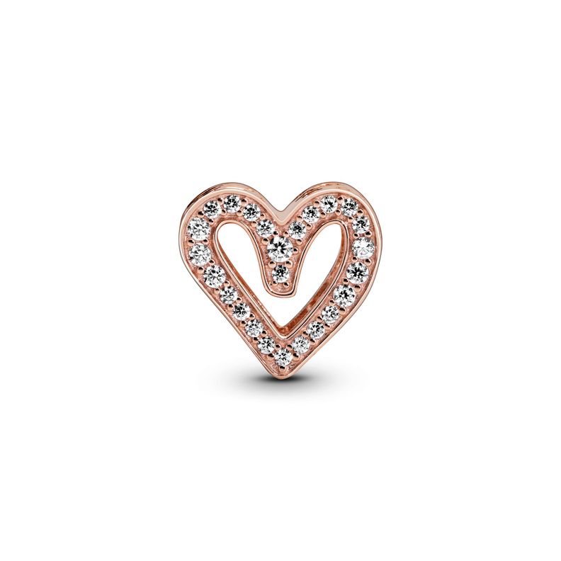 Charm PANDORA Rose de corazón Brillante Trazo a Mano. -0