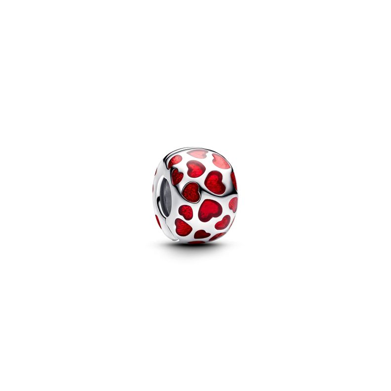 Charm de Clip Redondo Corazones Plata