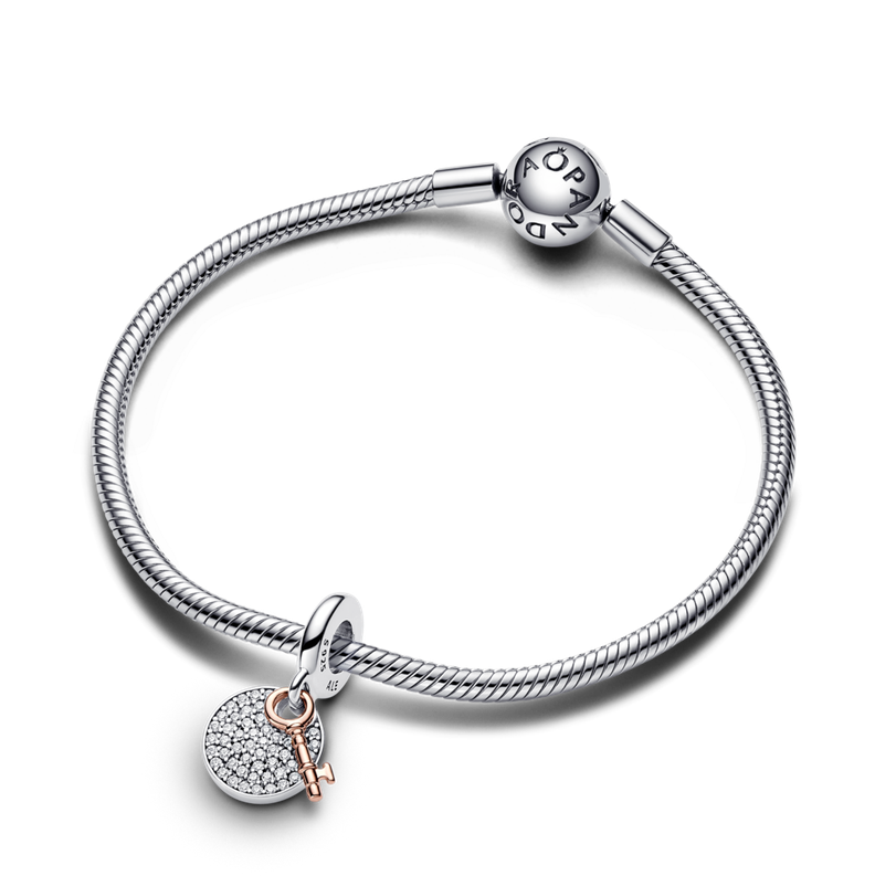 Dije Colgante en Plata y Rose Llave de la Felicidad dos Tonos-1