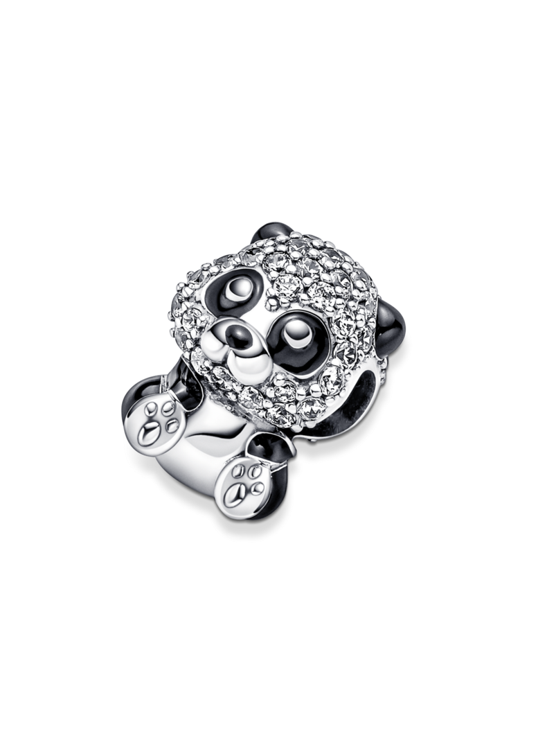 Charm Plata Tierno Panda Circonia Cubica Clara -0