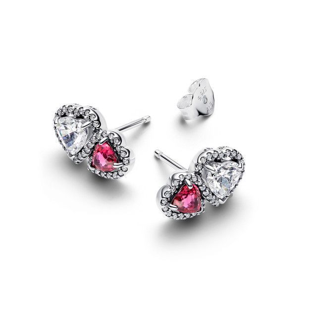 Aretes de Botón Halo Corazones-0