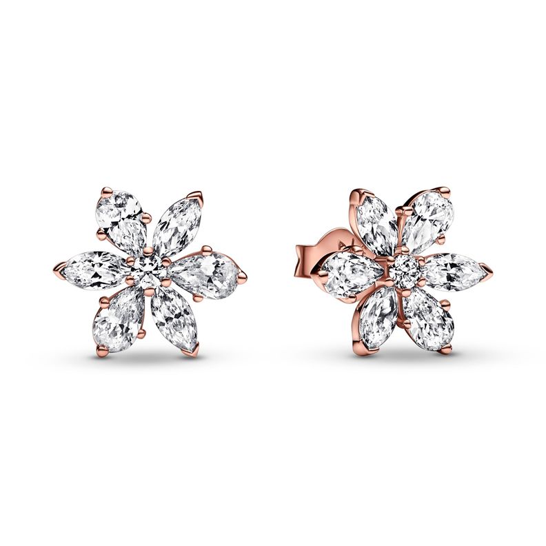 Aretes de Botón Herbario Brillante en Rose-0