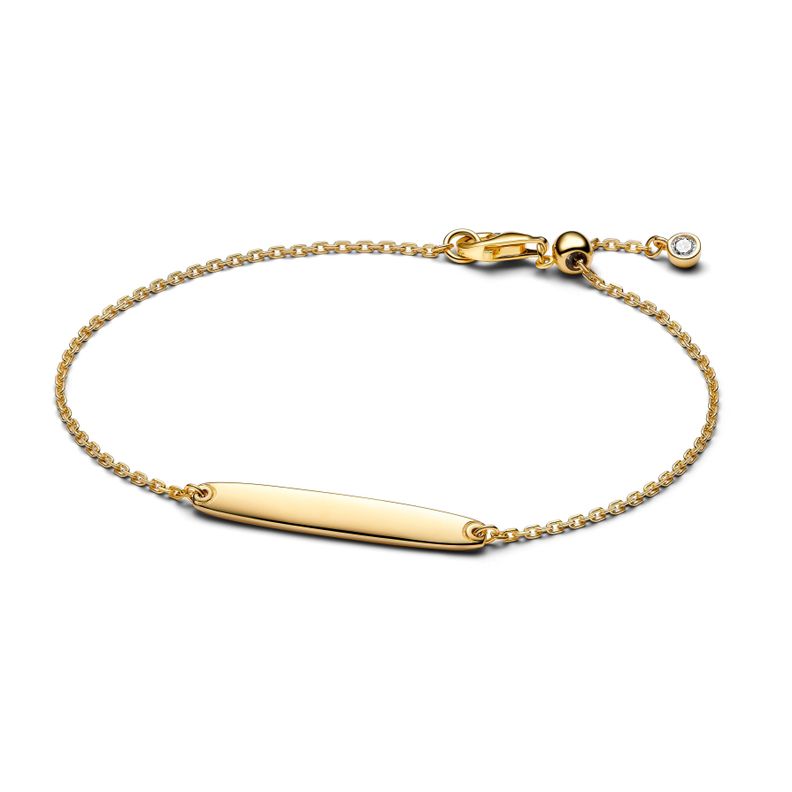 Brazalete De Cadena Con Barra Grabable Dorado 16