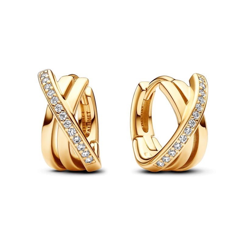 Aretes de Aro PANDORA Shine Cruzados en Pave Circonia Cubica Clara-0