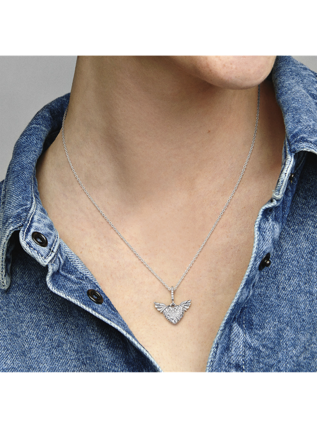 Collar de Pavé Corazón y Alas de Ángel-1