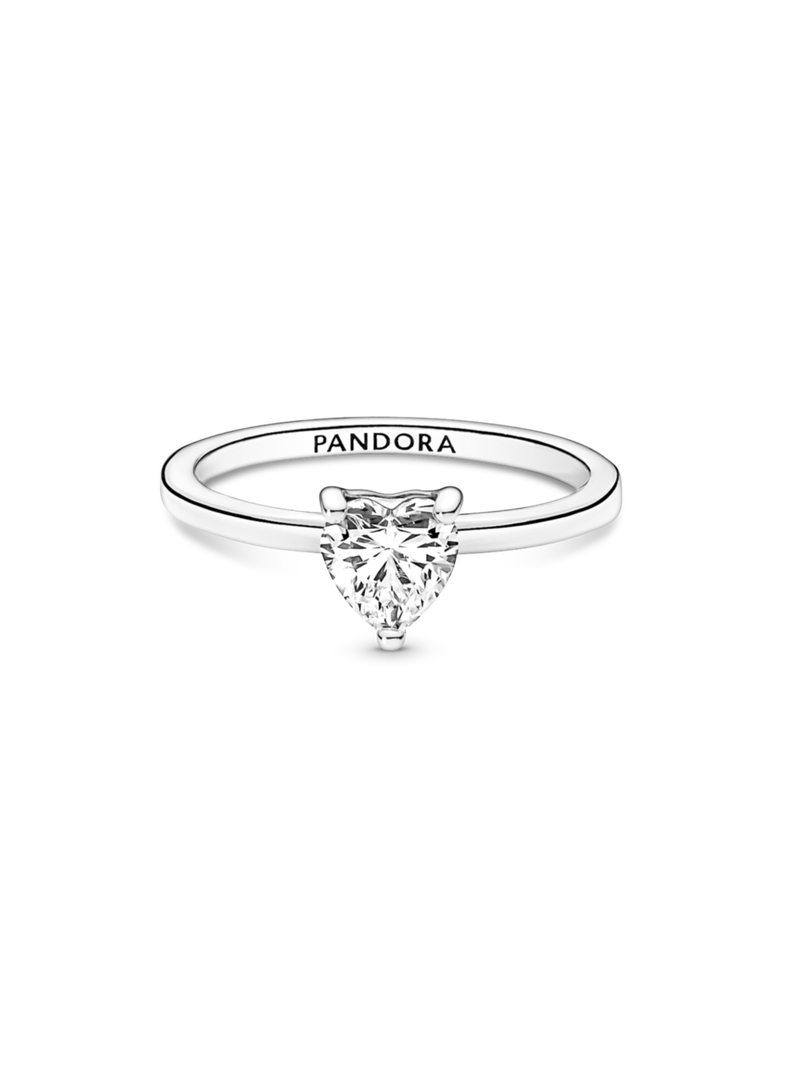 Anillo en Plata Solitario Corazón Chispeante Clara-0