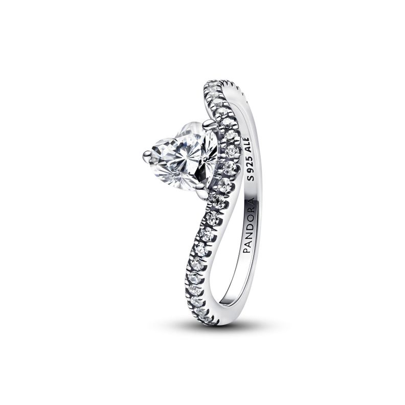 Anillo Corazón Ondulado en Pavé-0