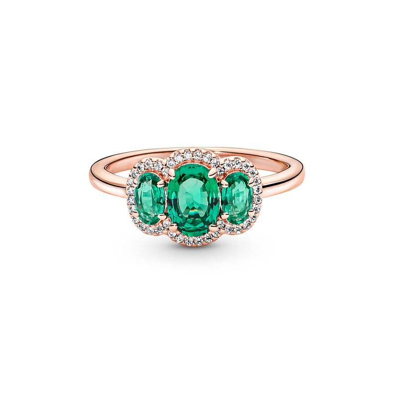Anillo Vintage en Pandora Plata Esterlina de Ley Tres Piedras Recubrimiento en Oro Rosa-0