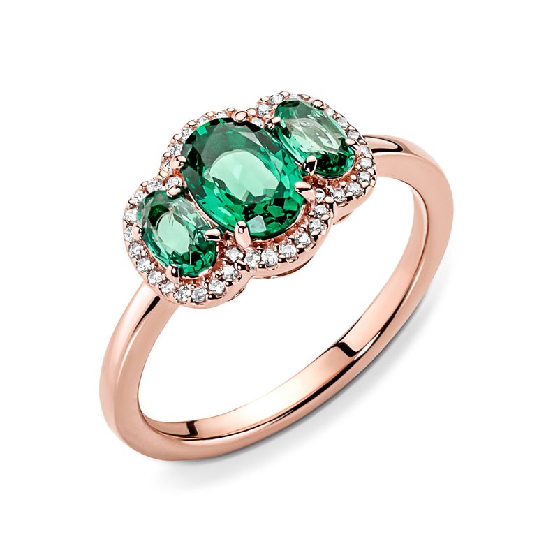 Anillo Vintage en Pandora Plata Esterlina de Ley Tres Piedras Recubrimiento en Oro Rosa-1