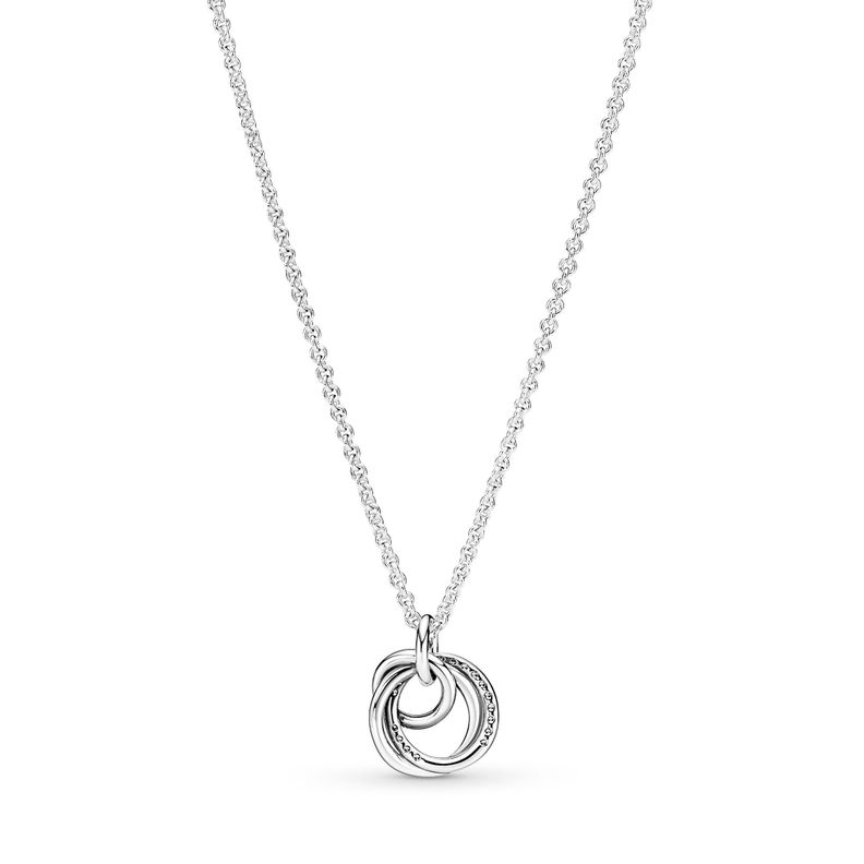 Collar Pendiente Circulos Entrelazados Familia Por Siempre Plata 60