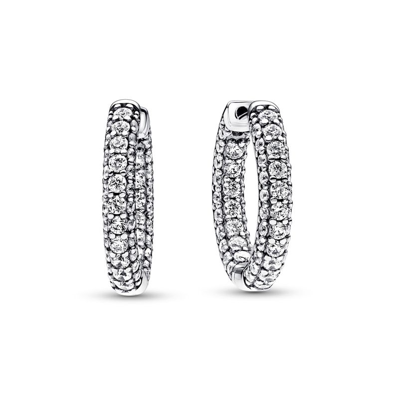 Arete de Aro en Plata Pave Una Sola Hilera -0