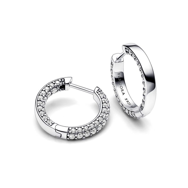 Arete de Aro en Plata Pave Una Sola Hilera -1