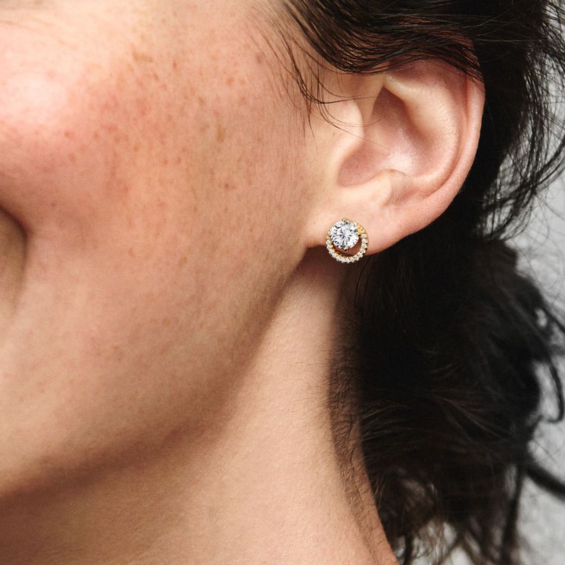 Aretes de Tuerca en PANDORA Shine Halo Redondo Brillante Circonia Cubica Clara-1
