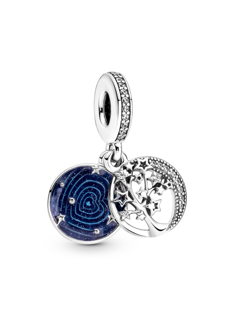 Dije Plata Árbol Familiar y Luna Galáctica -0