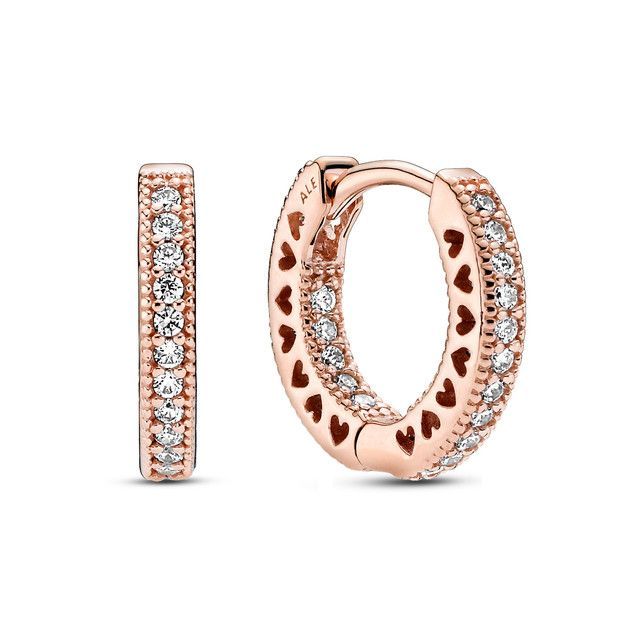 Aretes de Aro Pandora Rose Corazón Pavé -0