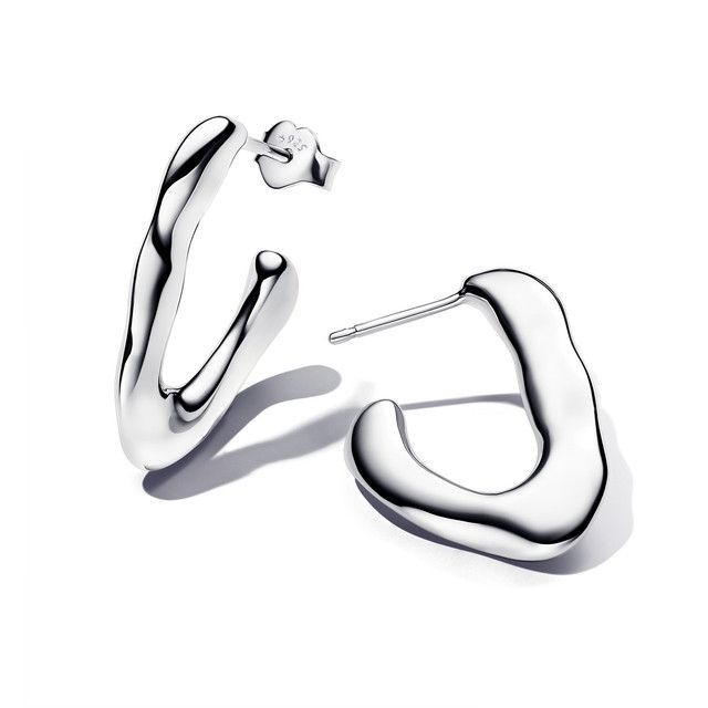 Aretes de Aro Abierto Forma Orgánica en V-0