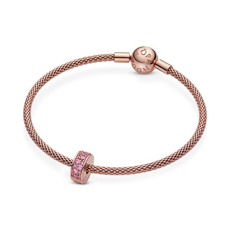 Charm Sujetador de Pavé Rosa Recubrimiento Oro Rosa de 14K-1