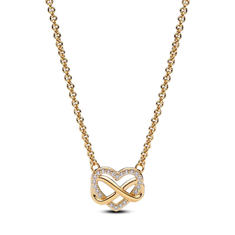 Collar Corazon Infinito Brillante Dorado 50
