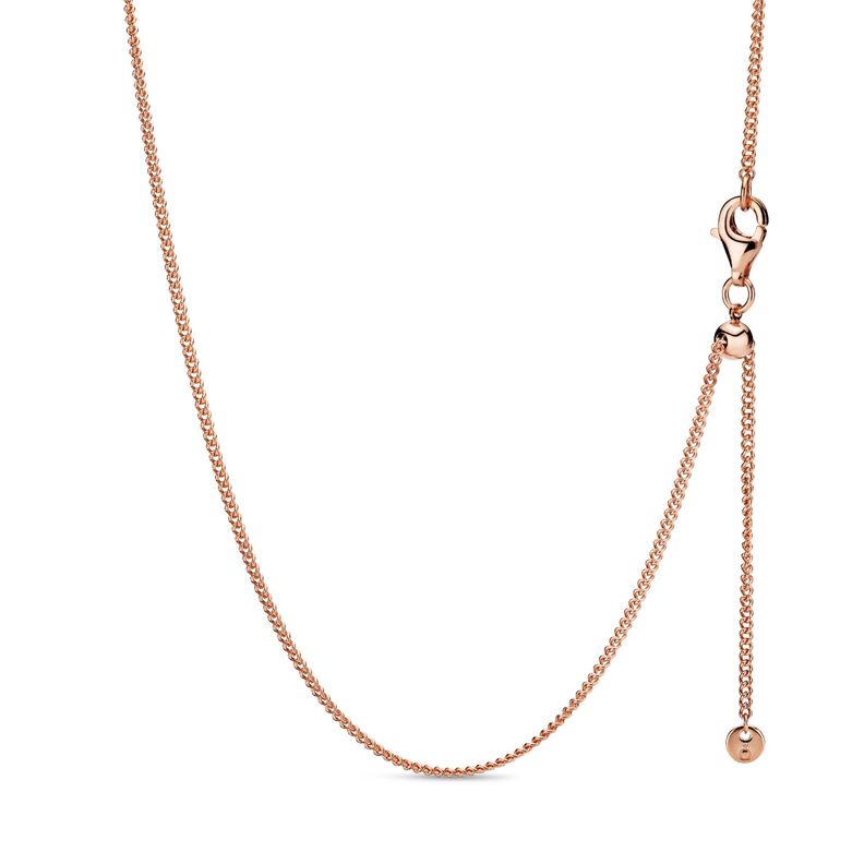 Collar Cadena de Bordillo Recubrimiento en Oro Rosa-0