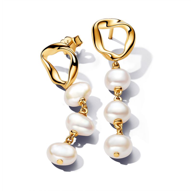 Aretes Colgantes en Shine Perlas Cultivadas Agua Dulce-0