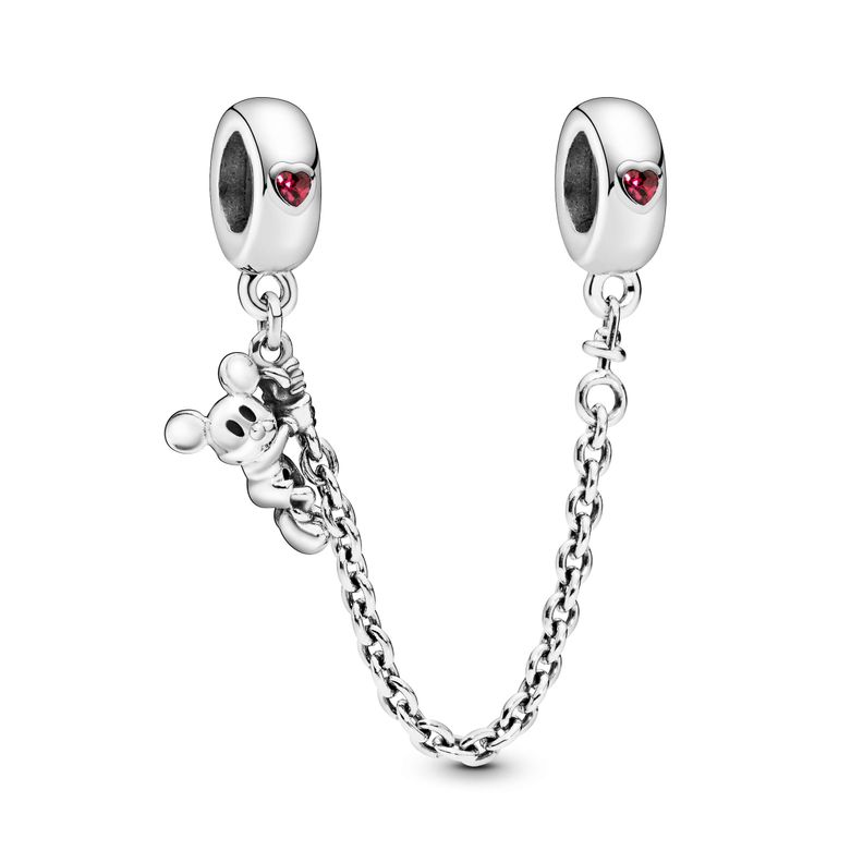 Cadena de Seguridad Plata Disney Mickey Escalador en Rojo-0