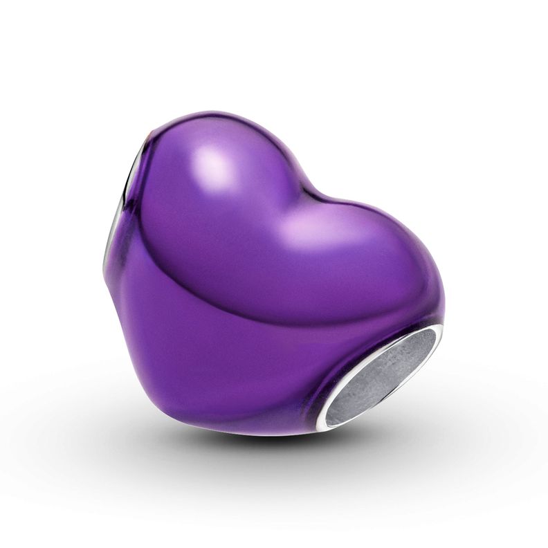 Charm en Plata Corazón Morado Metalico.Esmalte Morado-0