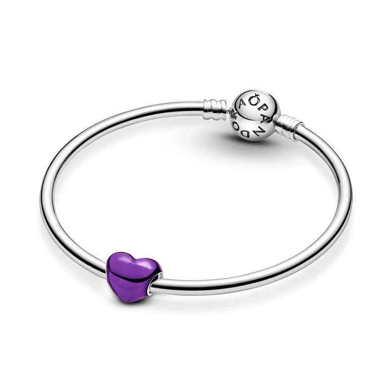 Charm en Plata Corazón Morado Metalico.Esmalte Morado-1