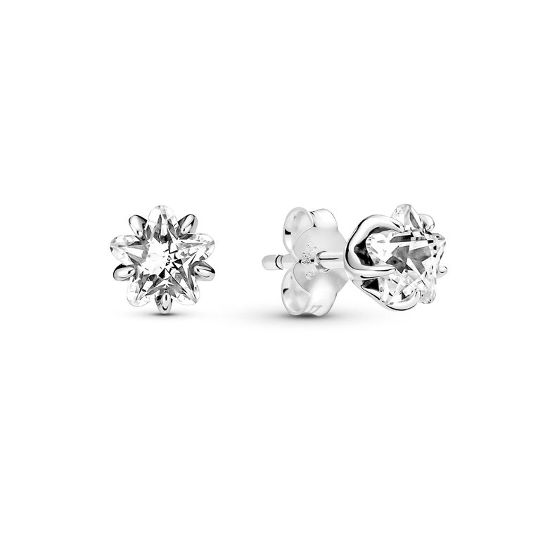 Aretes de Tuerca en Plata Estrella Celestial Circonia Cubica Clara-0